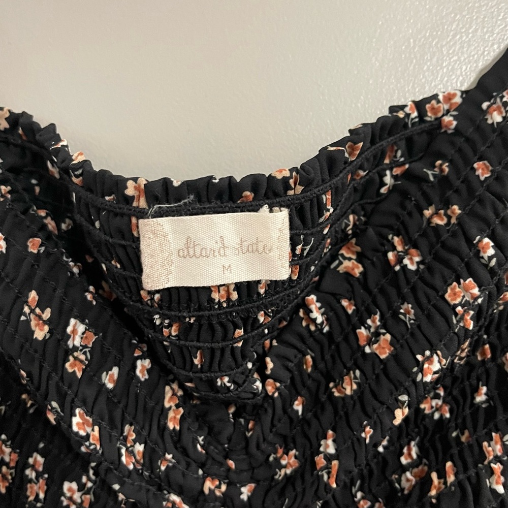 Altar'd State Black Floral Ruched Blouse - Picture 4 of 7